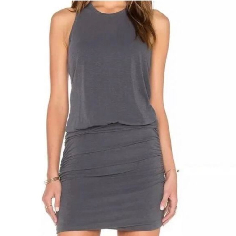 Sundry Dress Tank Ruched Size 1 S Racerback Sleeveless grey Cotton knit